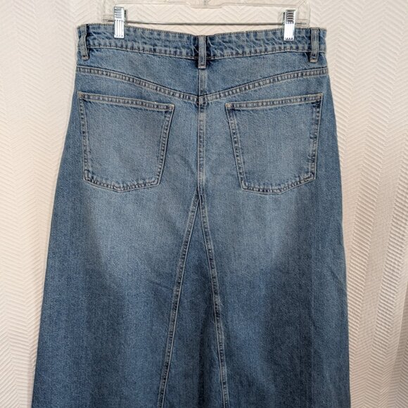 ZARA Blue Denim Maxi Skirt A-Line Size XL - Picture 7 of 7